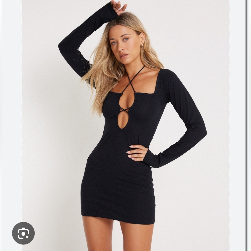 MOTEL ROCKS Delray Long Sleeve Bodycon Dress